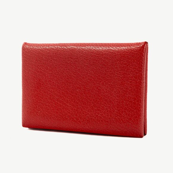Hermes Calvi Vermillion Chevre Mysore Leather Card Holder - Picture 4 of 9